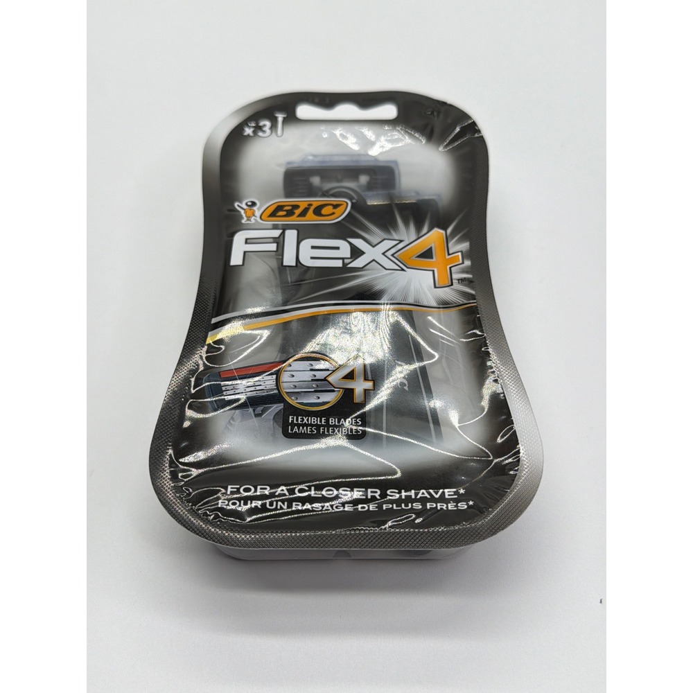 BIC Flex 4 Mens Disposable Razors 4-Blade Flexible Shaver 3 Count Pack